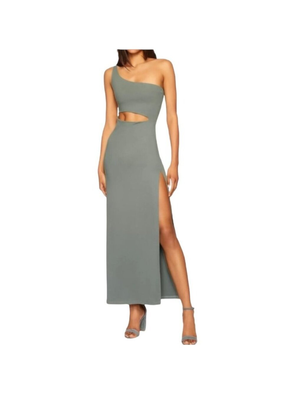 Susana Monaco One Shoulder Dress Cut Out Jersey Slit Maxi Size Small NWT